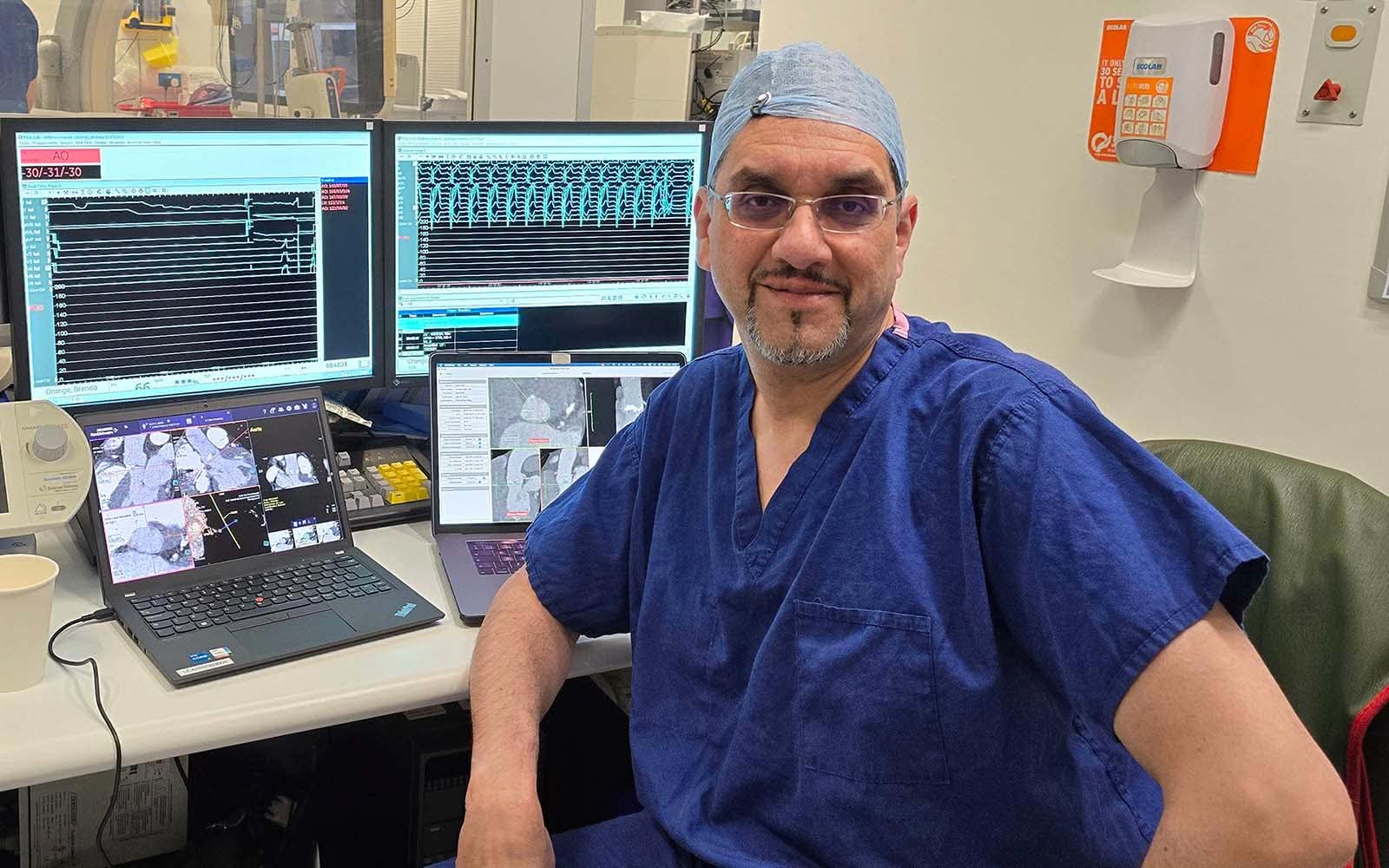 Prof. Kamran Baig performing cardiac procedure at Trent Cardiac Centre Nottingham